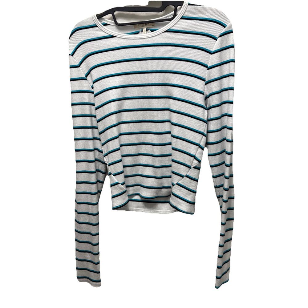 rag & bone THE ESSENTIAL Texture LONG Sleeve TEE TOP Stripped Women L Y2K